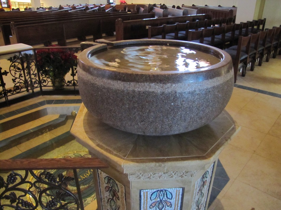 St. John's Catholic Church Baptismal Font Old World Stone Carving